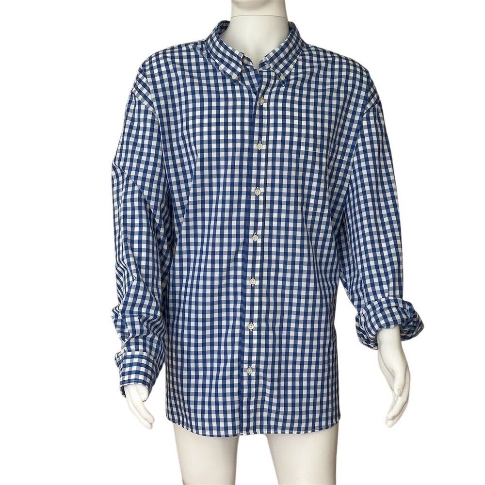 Saddlebred Blue and White Checkered Casual Button Down Shirt - Picture 5 of 5